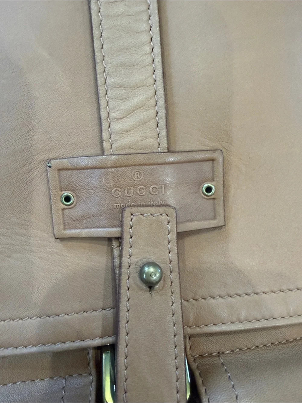 Gucci Tan Leather Crossbody Messenger Bag